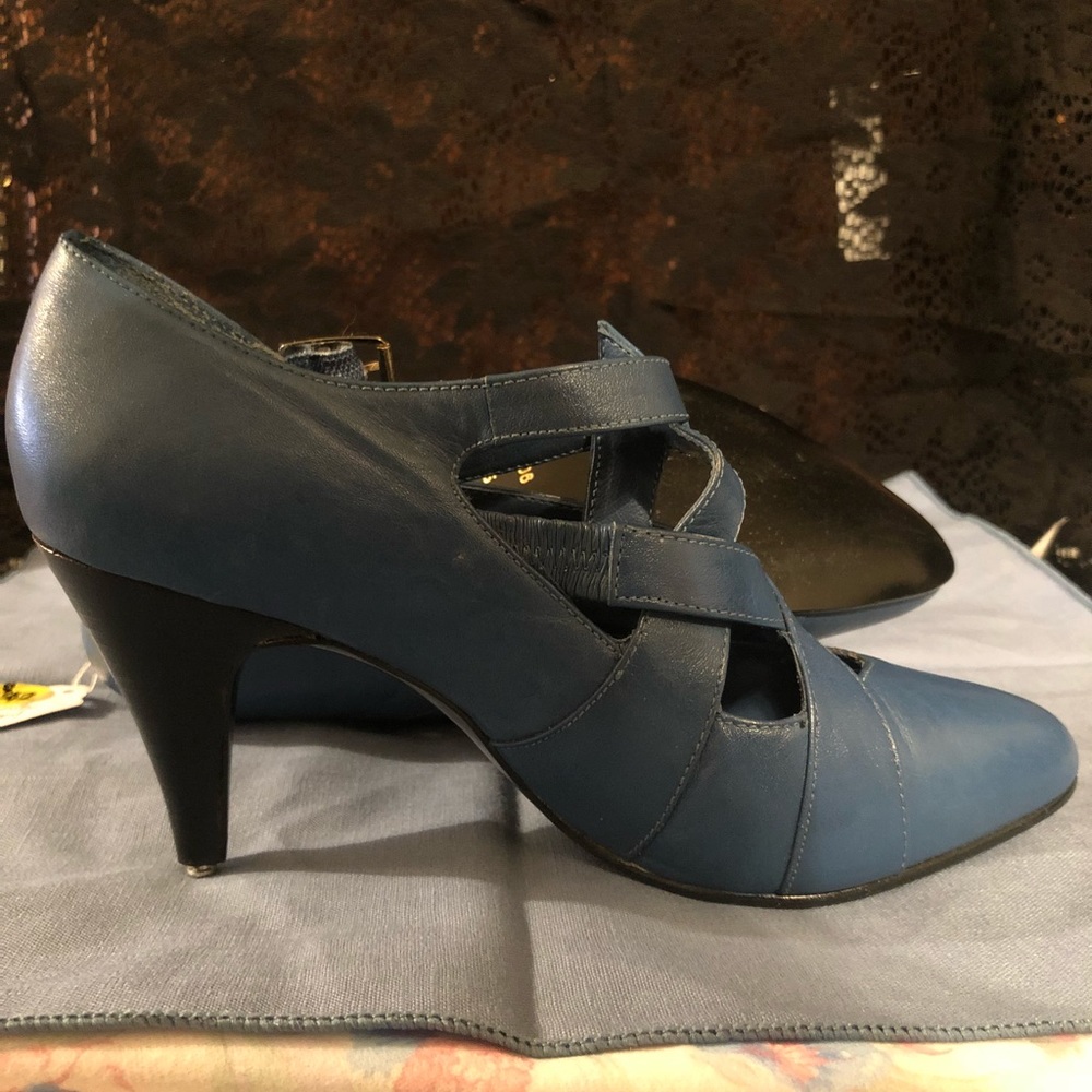 Blue Leather Heels